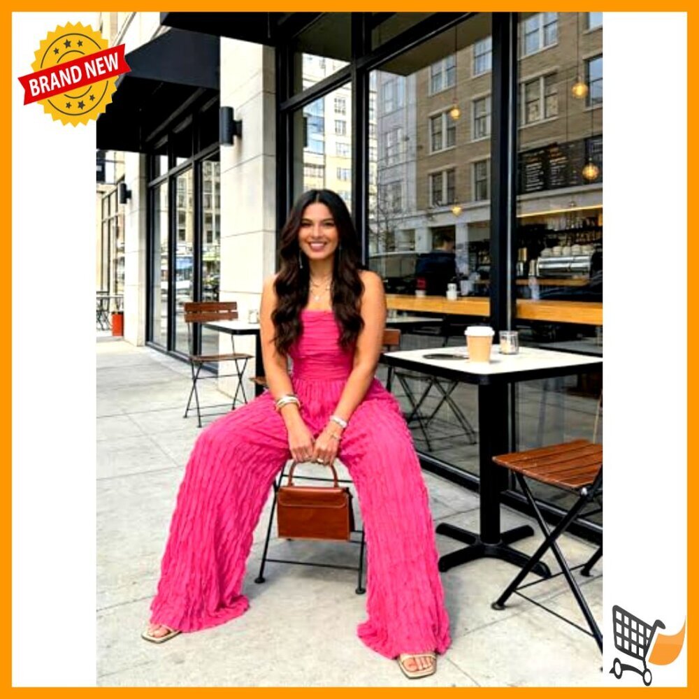 Strapless Backless Jumpsuit Wide Leg Polyester Romper Small Sexy Summer - Picture 4 of 6